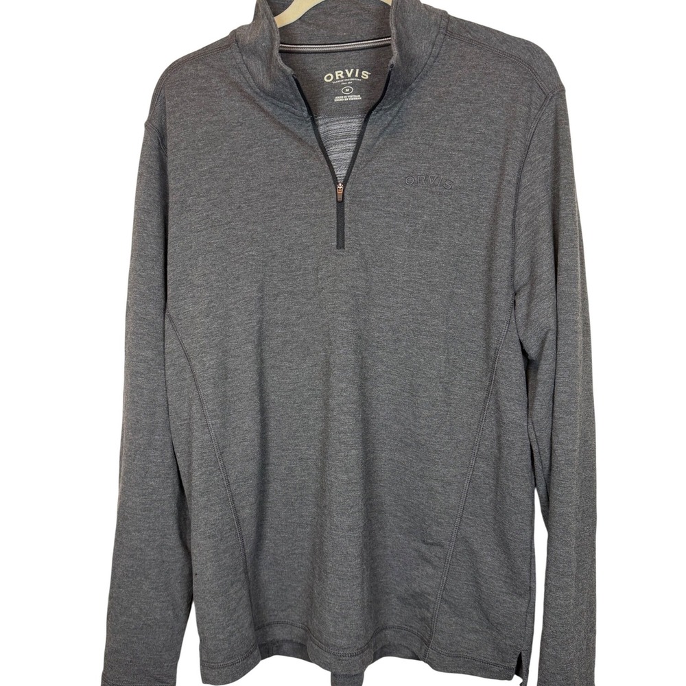Orvis‎ Mens Classic Collection Quarter Zip Pullover Heather Gray M midweight